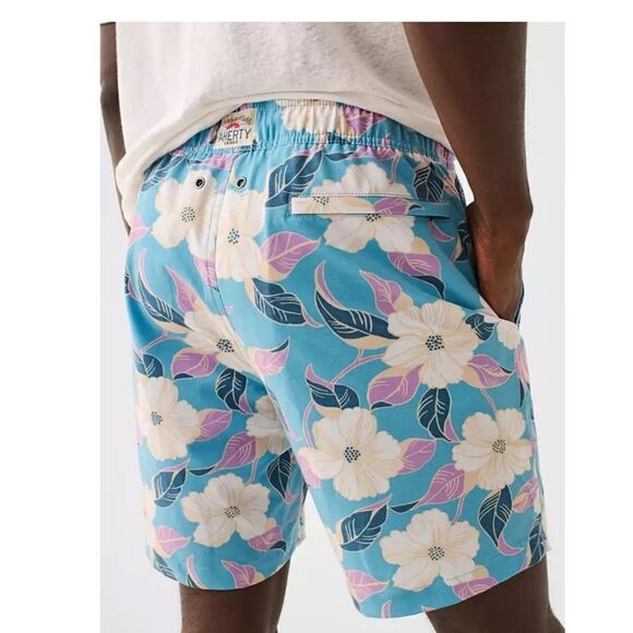 Faherty Mens Beacon Swim Trunks Blue Hawaiian Print Size Large - Picture 3 of 11